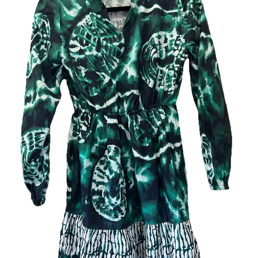 New Garrie B Smocked Dress Women's Green Xs